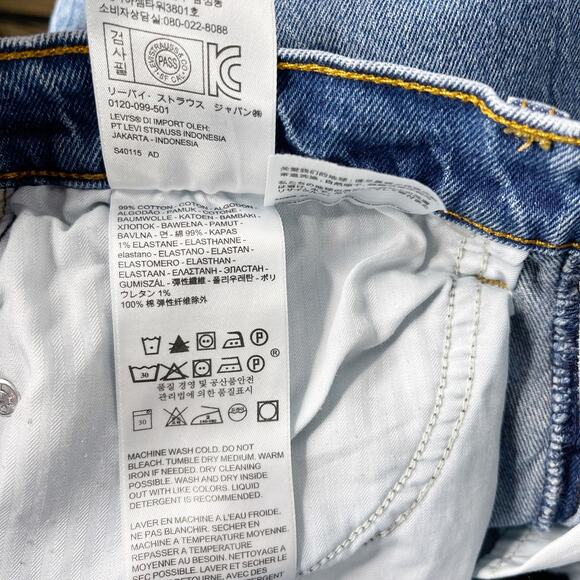 Levis Womens 28 High Rise Button Front Straight Crop Jeans Raw Fray Hem Denim - Picture 11 of 14